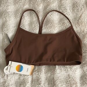 Vuori Chocolate Brown Thin-Strap Sports Bra